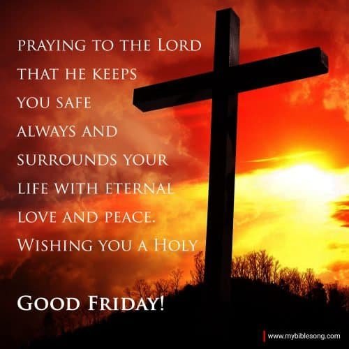 Praying to the lord cross with sunset background, inspirational religious message, eternal love and peace, good friday prayer, Christian faith, prayer for protection, spiritual reflection, faith-based image.