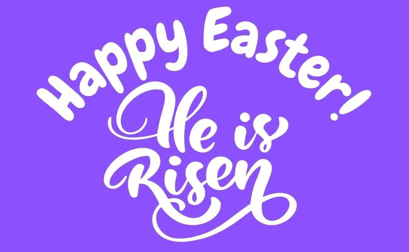 Celebrate a Joyful Easter : Happy Easter Wishes Images and Quotes with Bible Verses My Bible Song 2026 Happy Easter He is risen text blue background