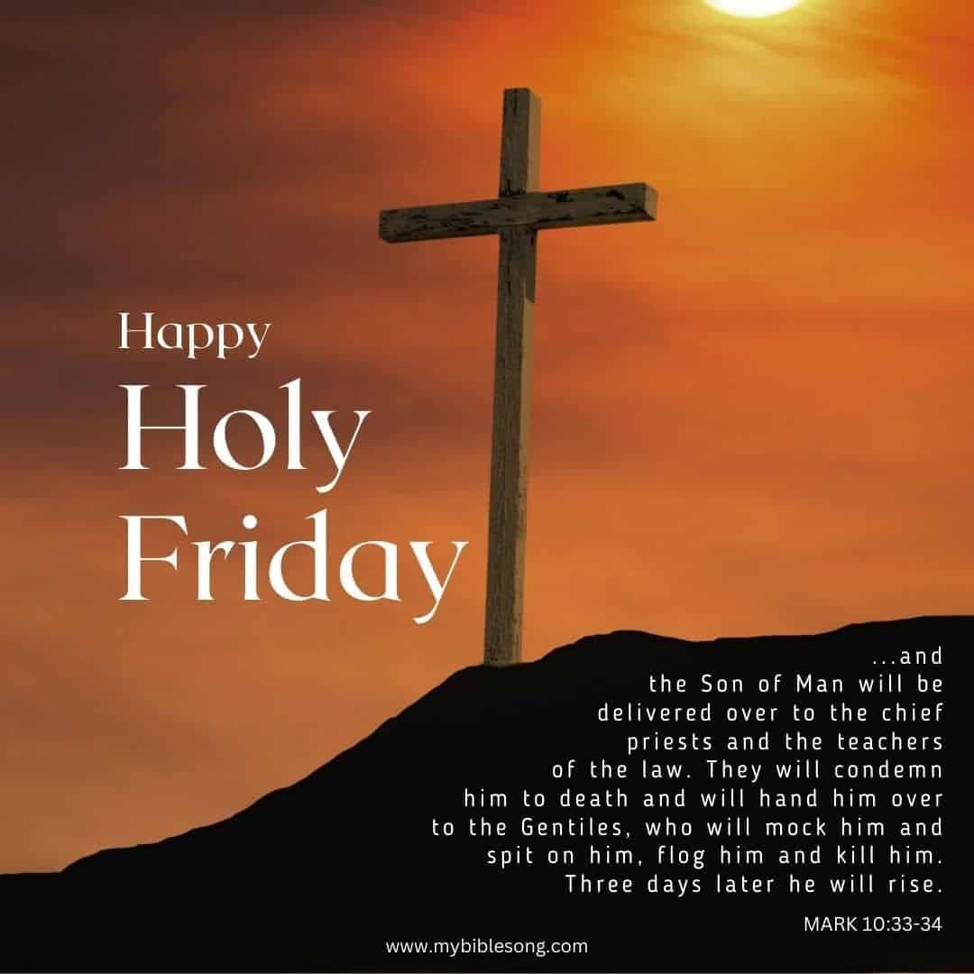 Holy Friday, Jesus Christ's crucifixion and resurrection depicted with cross and sunset, emphasizing spiritual reflection, biblical significance, and Easter celebration.