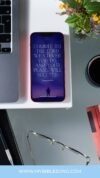 Inspirational Bible verse on smartphone screen, promoting faith and trust in God's plan with a background of a sunset silhouette, perfect for Christian encouragement and spiritual growth.