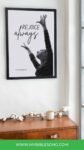 Rejoice always biblical wall art depicting a woman worshipping, inspired by 1 Thessalonians 5:16, perfect for Christian home decor.