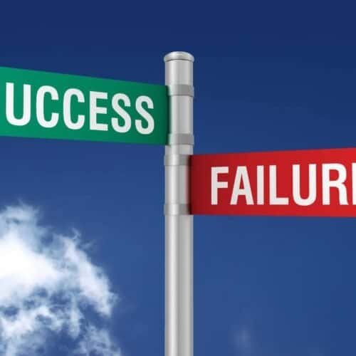 Success and failure road signs representing life choices and divine guidance, ideal for Christian inspiration and spiritual growth content on My Bible Song website.