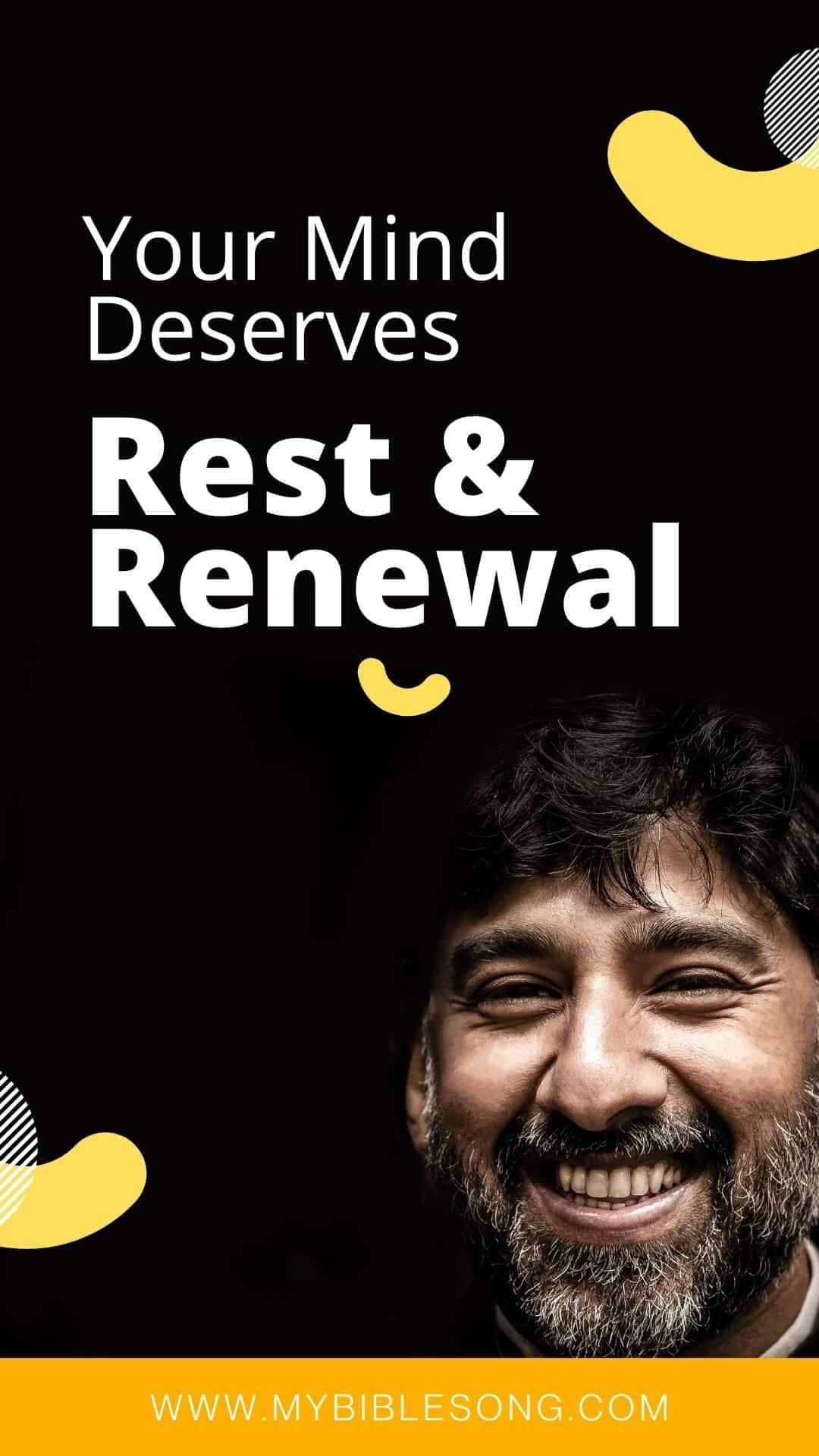 Peaceful man smiling, promoting rest and renewal for the mind from biblical inspiration and Christian wellness.