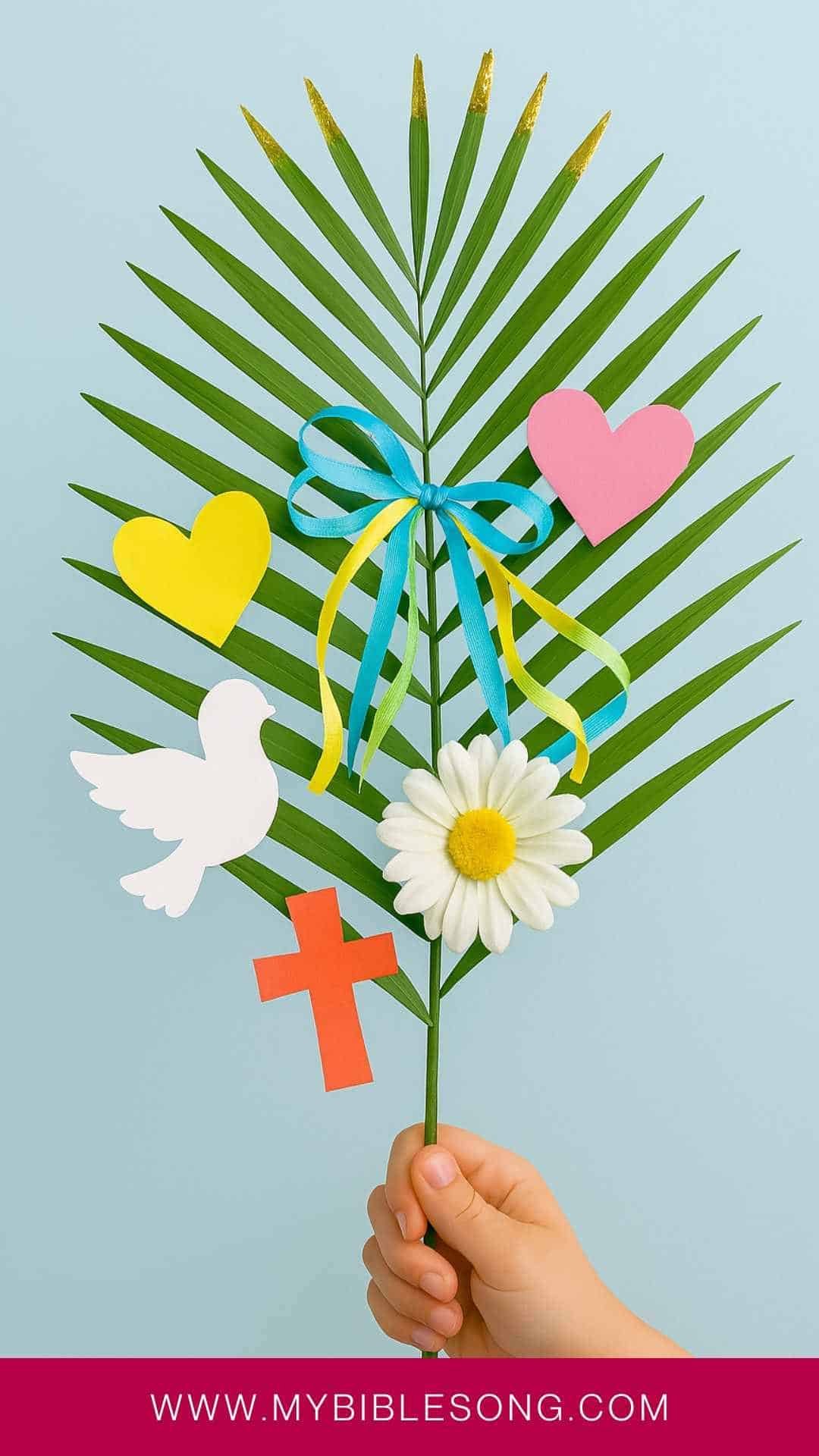 Palm Branch Decoration with Paper Cutout Decorations