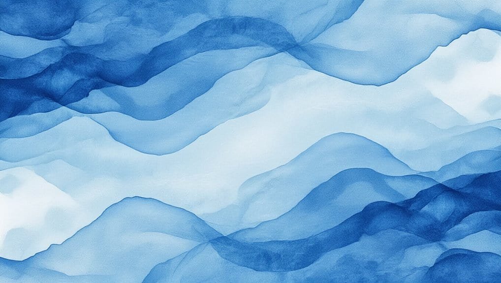 Vibrant watercolor mountains in shades of blue, symbolizing serenity and spirituality, perfect for religious or inspirational visuals related to biblical songs and faith-based content.