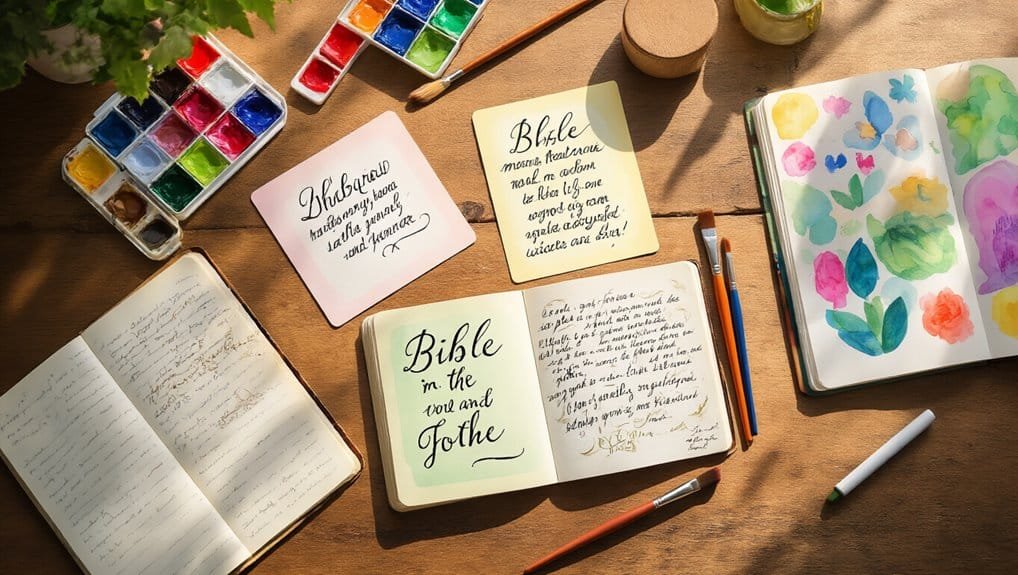 Bible journaling, watercolor Bible art, Christian prayer notes, Bible verse art, spiritual reflection, faith-based creativity, Bible study craft, religious coloring, Bible verse drawing, Christian faith artwork.