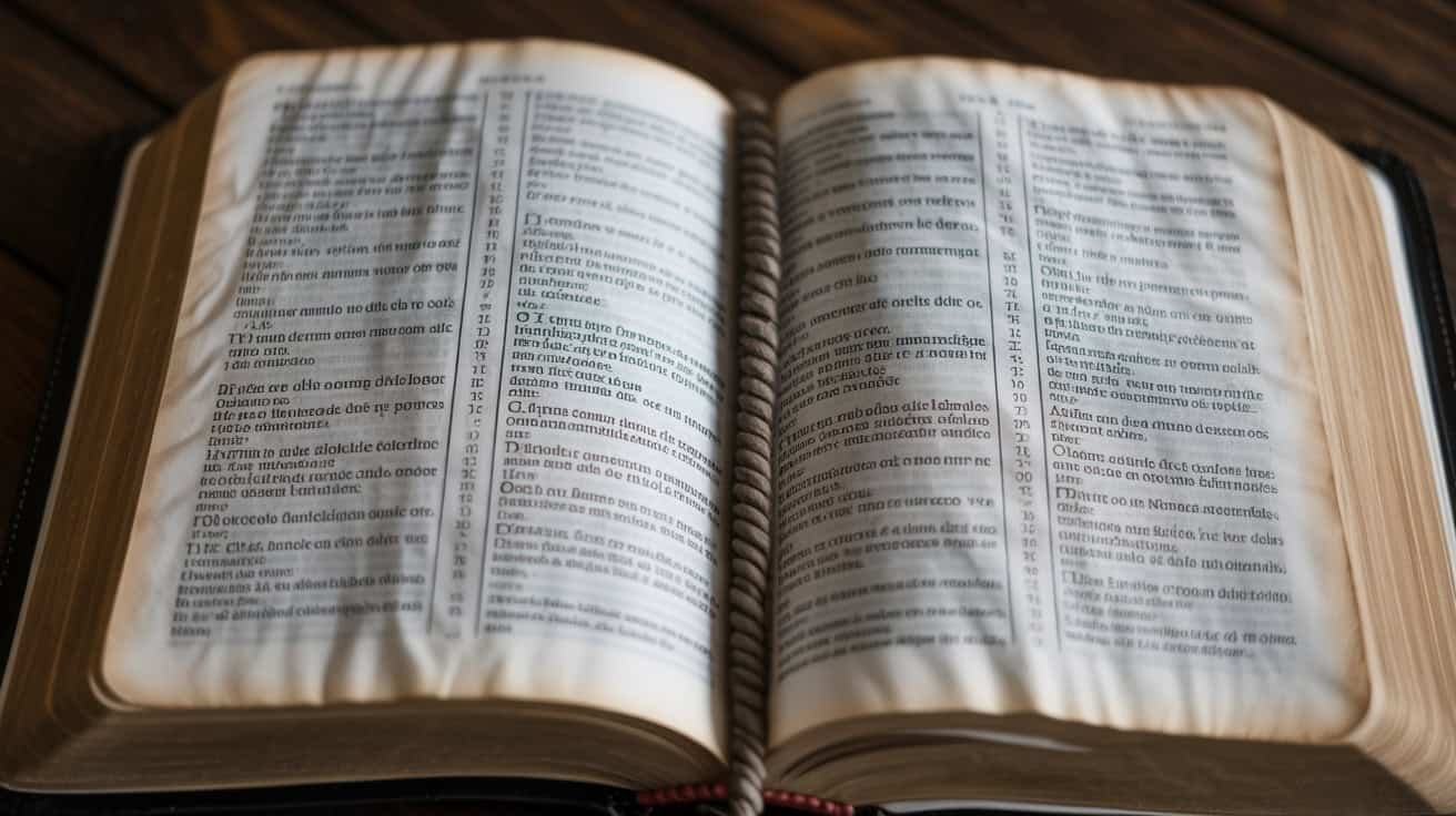 Bible open with highlighted verses for Christian worship and Bible songs, perfect for religious study and spiritual reflection.