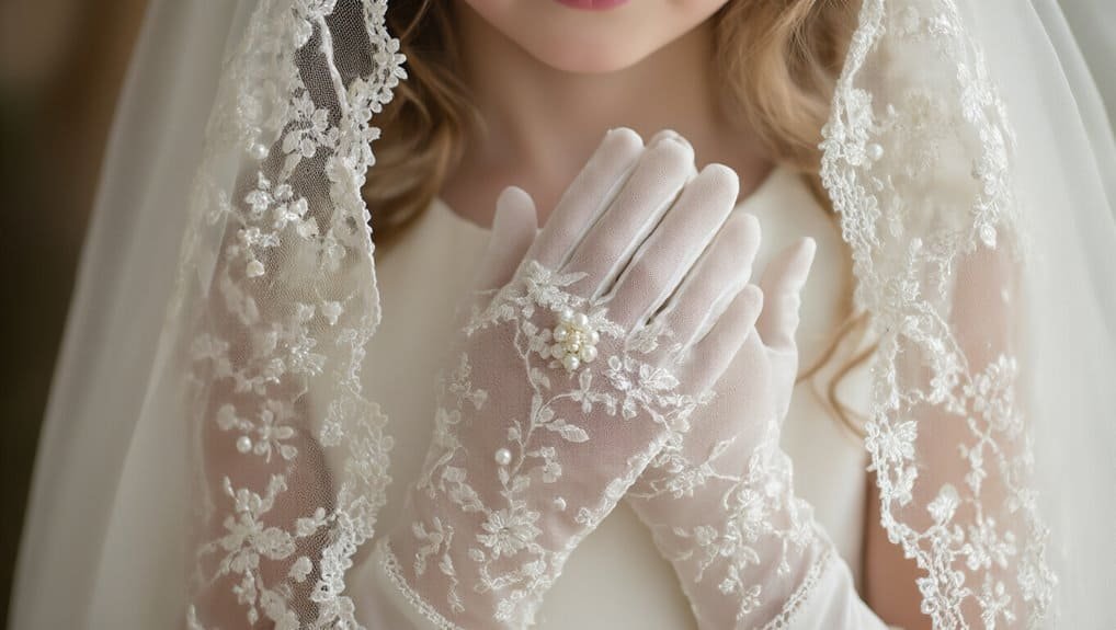 veil gloves pearl hairpieces