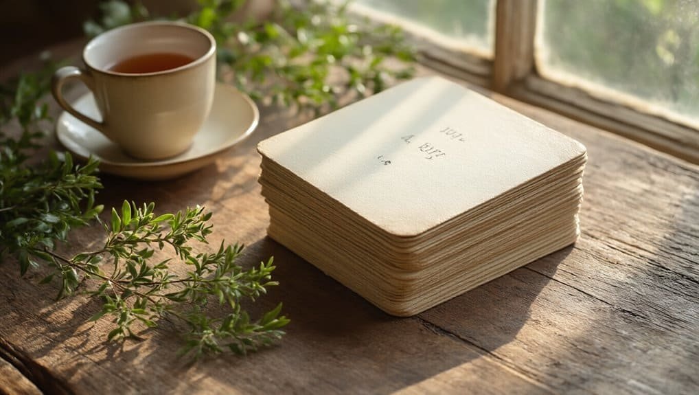 Bible journaling and devotional notes on rustic wooden table with tea, sunlight, greenery, and handwritten notes, inspiring faith and spiritual growth, perfect for Christian devotion and Bible study.