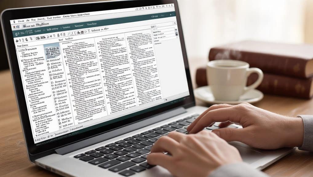 Bible study software on a laptop, digital Bible tools, online scripture search, biblical reference resources, Christian learning aids for spiritual growth.