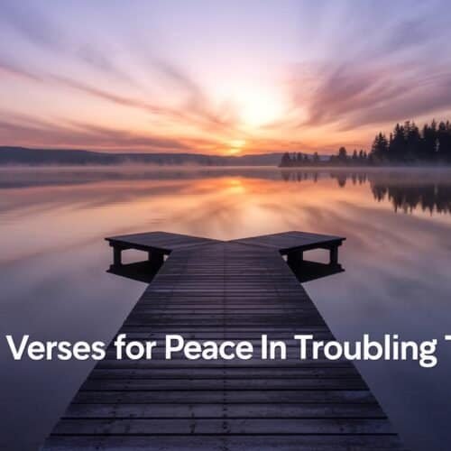 7 Bible Verses for Peace in Troubling Times My Bible Song 2026 Serene lake at sunrise with a wooden dock, symbolizing peace and hope during difficult times for Bible-based comfort and spiritual solace, ideal for biblical verses on peace in challenging moments.