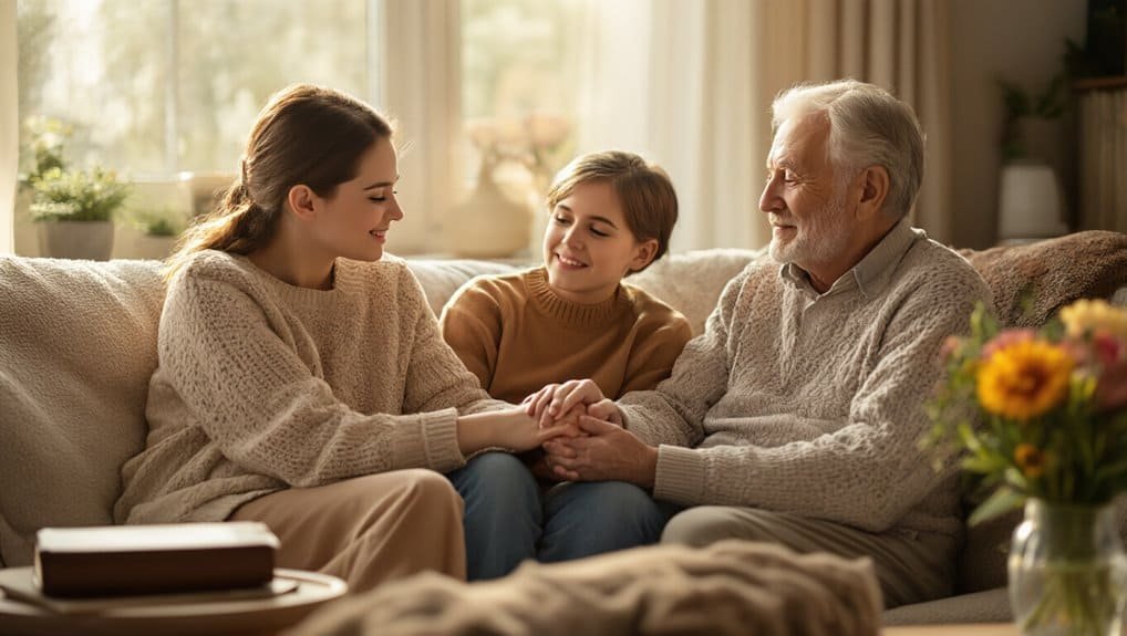 What Are Key Bible Verses About Honoring Your Father and Mother? My Bible Song 2026 Warm family praying and singing together at home, happy multi-generational bonding, conveying love, faith, and spiritual connection, for Christian worship, family devotion, and religious community.