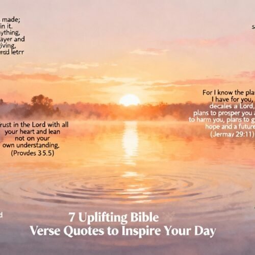 7 Uplifting Bible Verse Quotes to Inspire Your Day My Bible Song 2026 Hope and faith Bible verse quotes for daily inspiration over a serene sunrise over a lake with reflections, featuring uplifting scripture passages from the Bible for encouragement and spiritual growth.