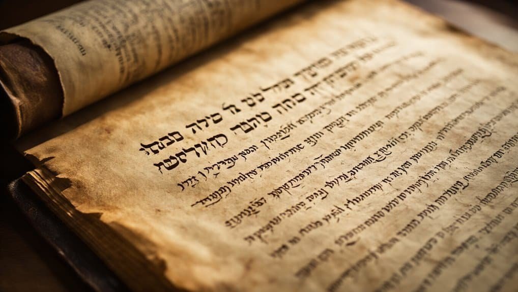 Ancient open Bible with Hebrew scripture, symbolizing faith, worship, and religious study, for Christian and biblical content, on a warm wooden surface.