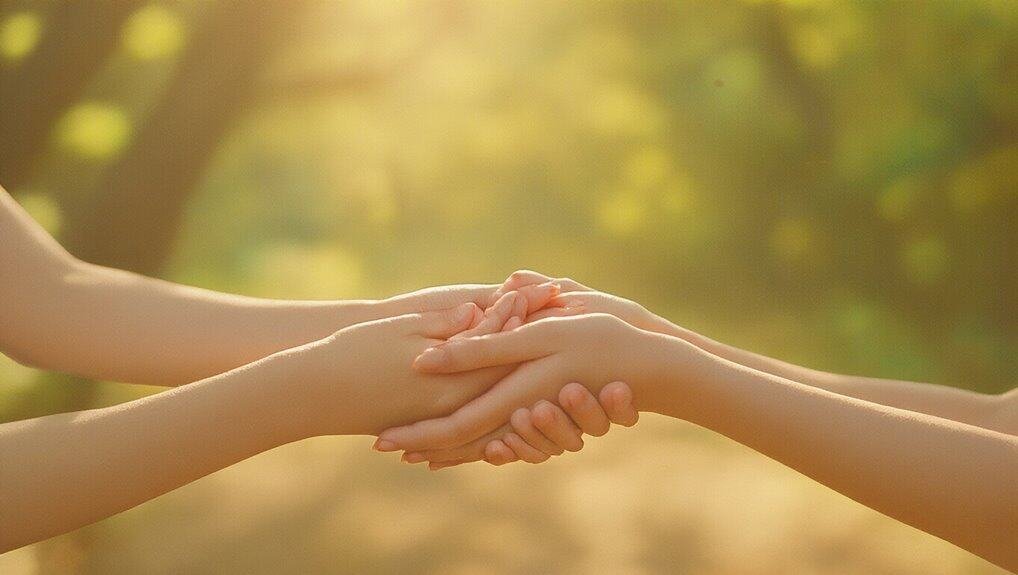 Gentle hands clasped together outdoors, symbolizing faith, trust, and spiritual connection in Christian worship and prayer.