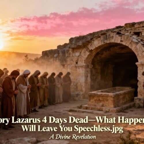Ancient biblical scene of Jesus resurrected, miracle of Lazarus, religious prayer, faith, divine revelation, Christian worship, biblical story, salvation, spiritual hope, Gospel, Resurrection Sunday.