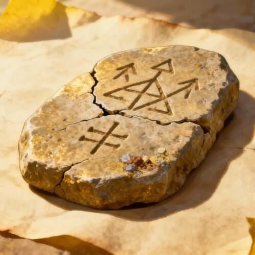 Ancient stone with Christian and zodiac symbols laid on parchment paper, representing spirituality and religious faith, related to My Bible Song and Christian worship.