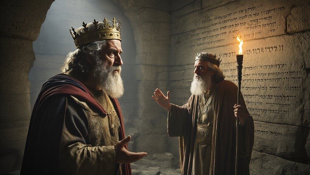 Bible Story King David: Shepherd, Slayer, and Scandal The Untold Secrets Behind Israel’s Greatest King My Bible Song 2026 Ancient kings discussing in a stone chamber with Hebrew inscriptions, symbolizing biblical leadership and faith.