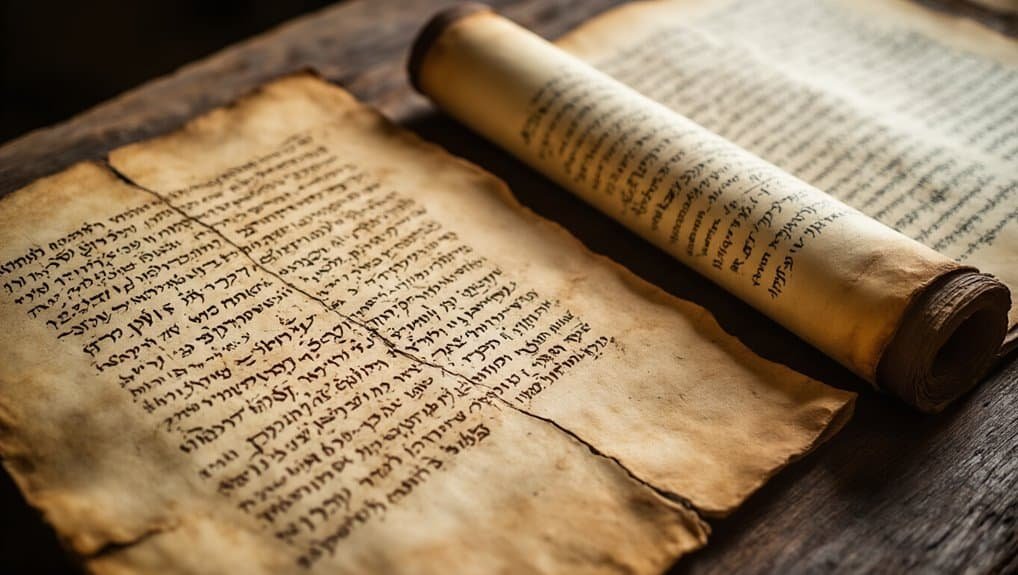 Ancient Hebrew scroll with biblical text, representing the foundation of Christian faith and the importance of scripture in worship and inspiration.