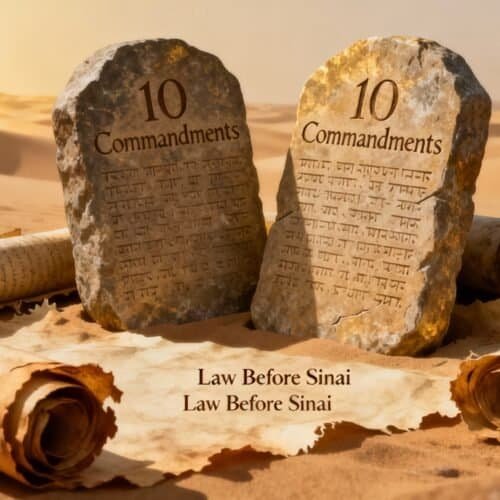 Are the 10 Commandments in Genesis? Tracing the Law Before Sinai My Bible Song 2026 10 Commandments stone tablets and ancient scrolls in a desert setting, emphasizing biblical commandments and spiritual guidance from the Law Before Sinai.