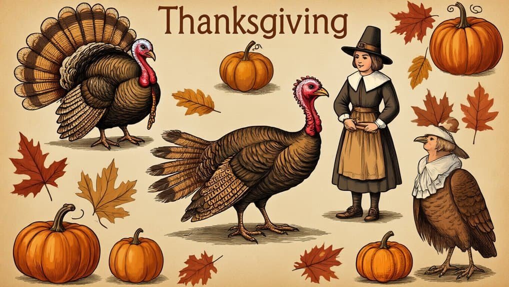 turkey and pilgrim illustrations