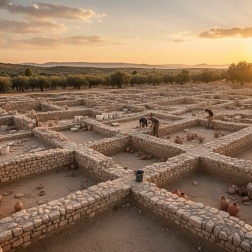 Archaeology Just Revealed the Real Town Where Jesus Was Born — And Why It Still Matters Today My Bible Song 2026 Discover biblical history at this ancient archaeological site with stone foundations and pottery, highlighting biblical-era ruins at sunset.