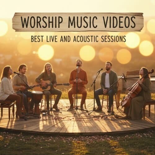 High-quality worship music video featuring a live acoustic session with a band playing Christian songs in nature. Perfect for church services and spiritual growth.