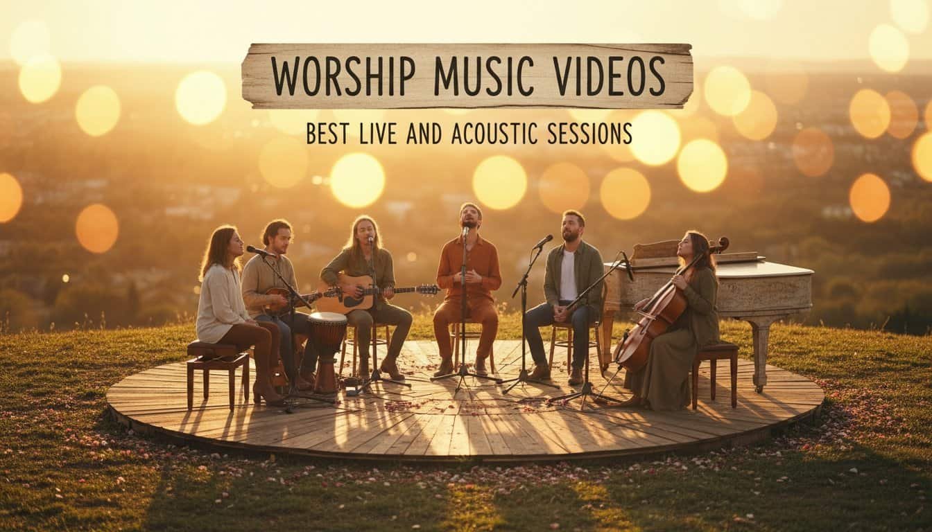 High-quality worship music video featuring a live acoustic session with a band playing Christian songs in nature. Perfect for church services and spiritual growth.