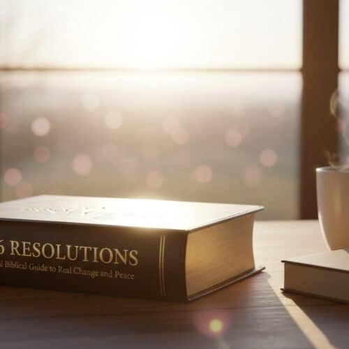 Bible study and prayer for new year goals, Christian resolutions, spiritual growth, and faith-based commitments in 2023.