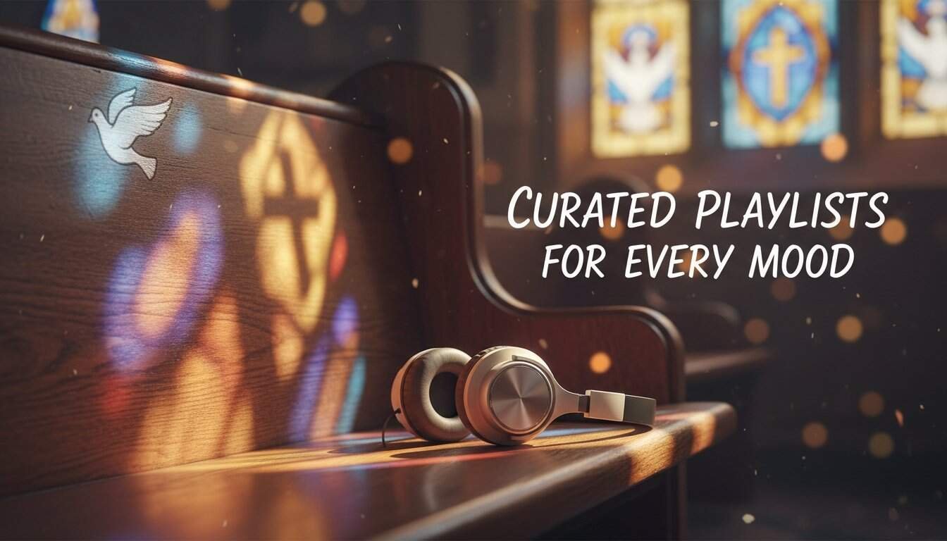 Richly detailed alt text showcasing curated Bible song playlists for spiritual inspiration and worship.