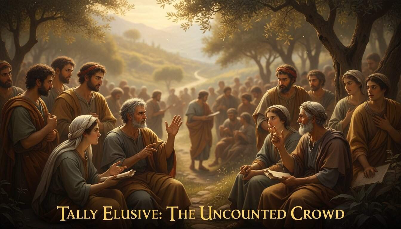Jesus teaching a crowd outdoors, surrounded by nature, illustrating biblical stories and faith. Perfect for Christian worship, gospel music, and religious education.