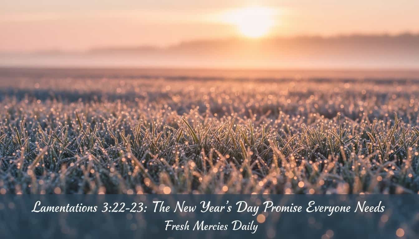 Ethereal sunrise over dewy grass celebrating new beginnings, faith renewal, and spiritual growth, perfect for Christian worship and prayer reflections.