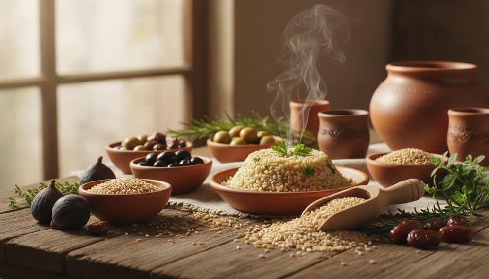 These Biblical Foods Are the Secret to Effortless Weight Loss My Bible Song 2026 A traditional biblical grain offering with various grains, figs, and olives on a rustic wooden table, symbolizing spiritual devotion and offerings in faith.