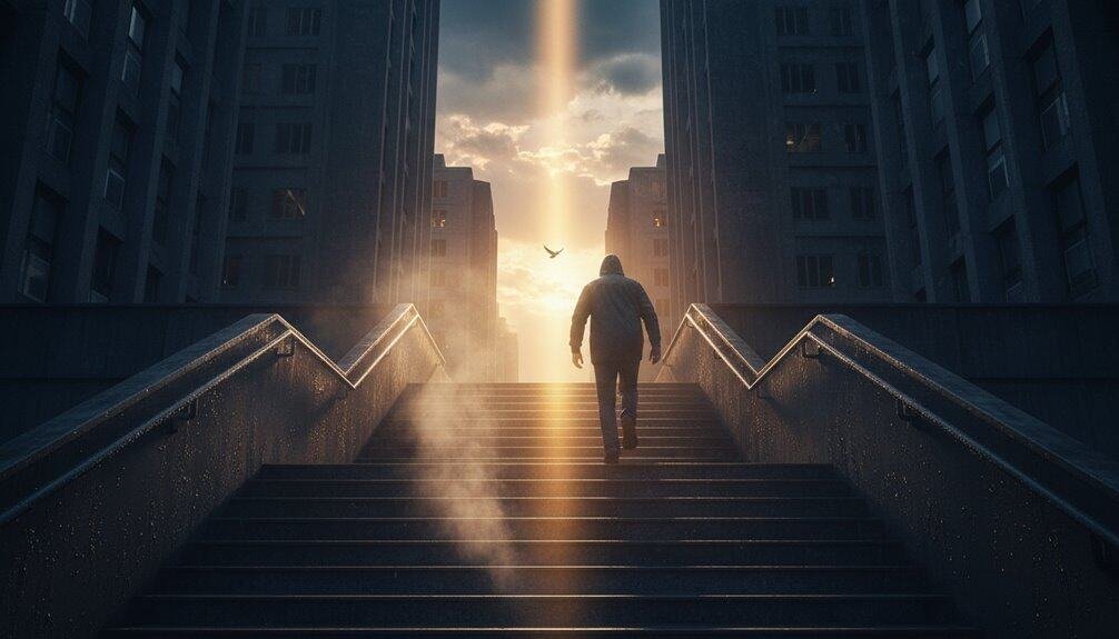 Inspirational religious walk towards light and hope, symbolizing spiritual journey and divine guidance. Perfect for Christian worship and faith-based content.