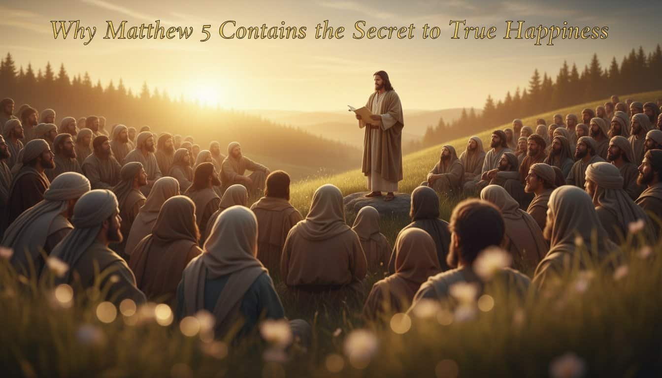 Jesus Christ teaching the Bible to a diverse group of followers outdoors during sunset, illustrating spiritual guidance and biblical teachings central to Christian faith.