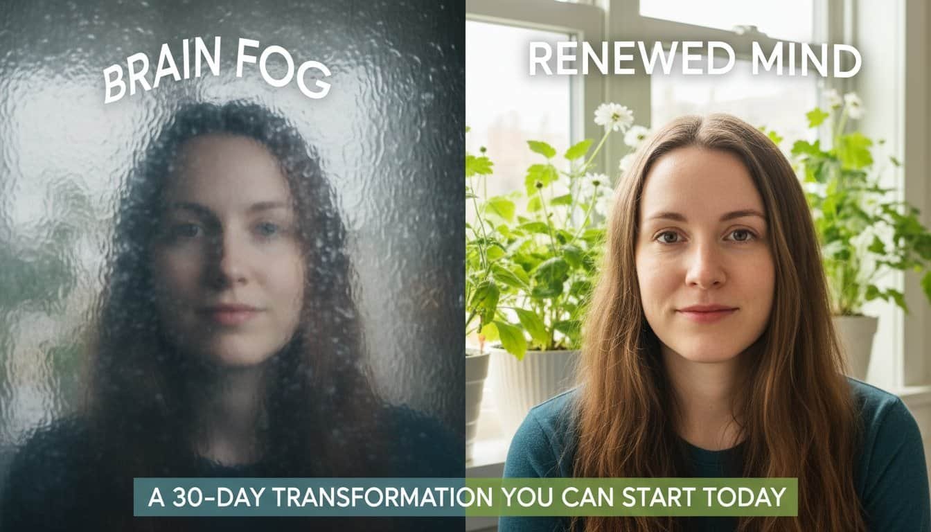 Alt text: Young woman with clear, refreshed mind sitting by a bright window surrounded by plants, illustrating mental clarity and renewal through spiritual and mental transformation.