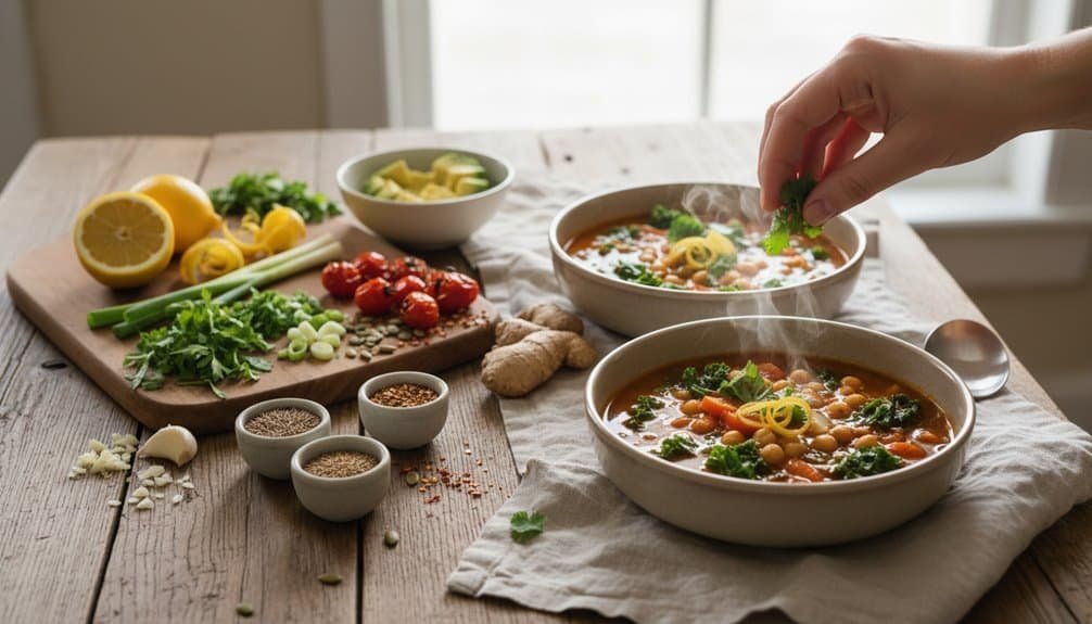 7 Daniel Fast Soups That Make Fasting Actually Enjoyable My Bible Song 2026 Warm bowl of healthy vegetable soup, fresh herbs, and ingredients ideal for a comforting, nutritious meal with lemon, ginger, and greens. Perfect for family dinners or meal prep.