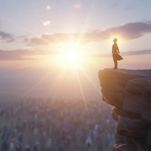 Why God's Opinion of You Matters More Than Everyone's My Bible Song 2026 Inspiring mountain worship scene with a person standing on a rocky cliff during sunrise, symbolizing faith, hope, and spiritual connection, ideal for Bible song and Christian devotion content.
