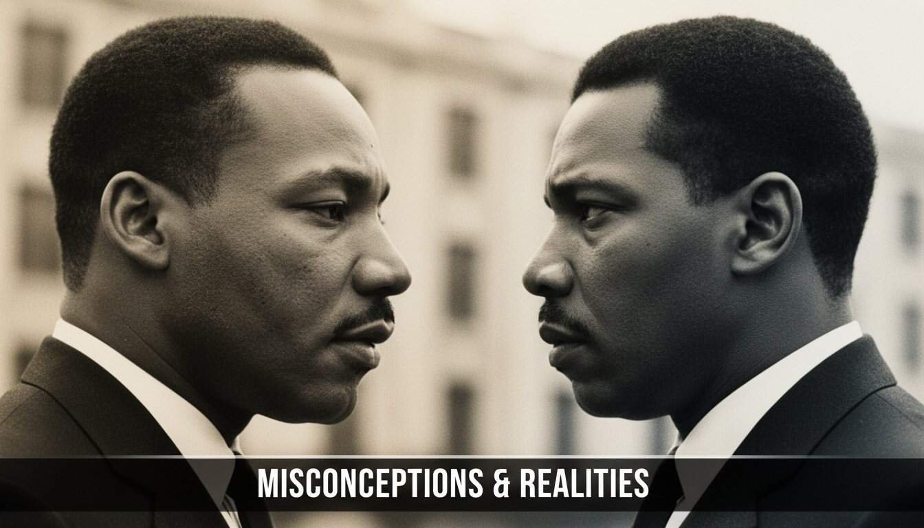 Men in suits face each other in a contemplative moment, highlighting themes of faith, truth, and spirituality inspired by biblical teachings.