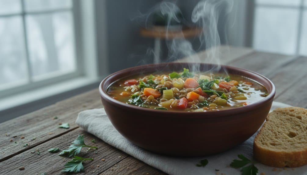 Comforting and healthy vegan lentil soup with vegetables, perfect for nourishing meals. Ideal for vegetarians and vegans, packed with proteins and vitamins.