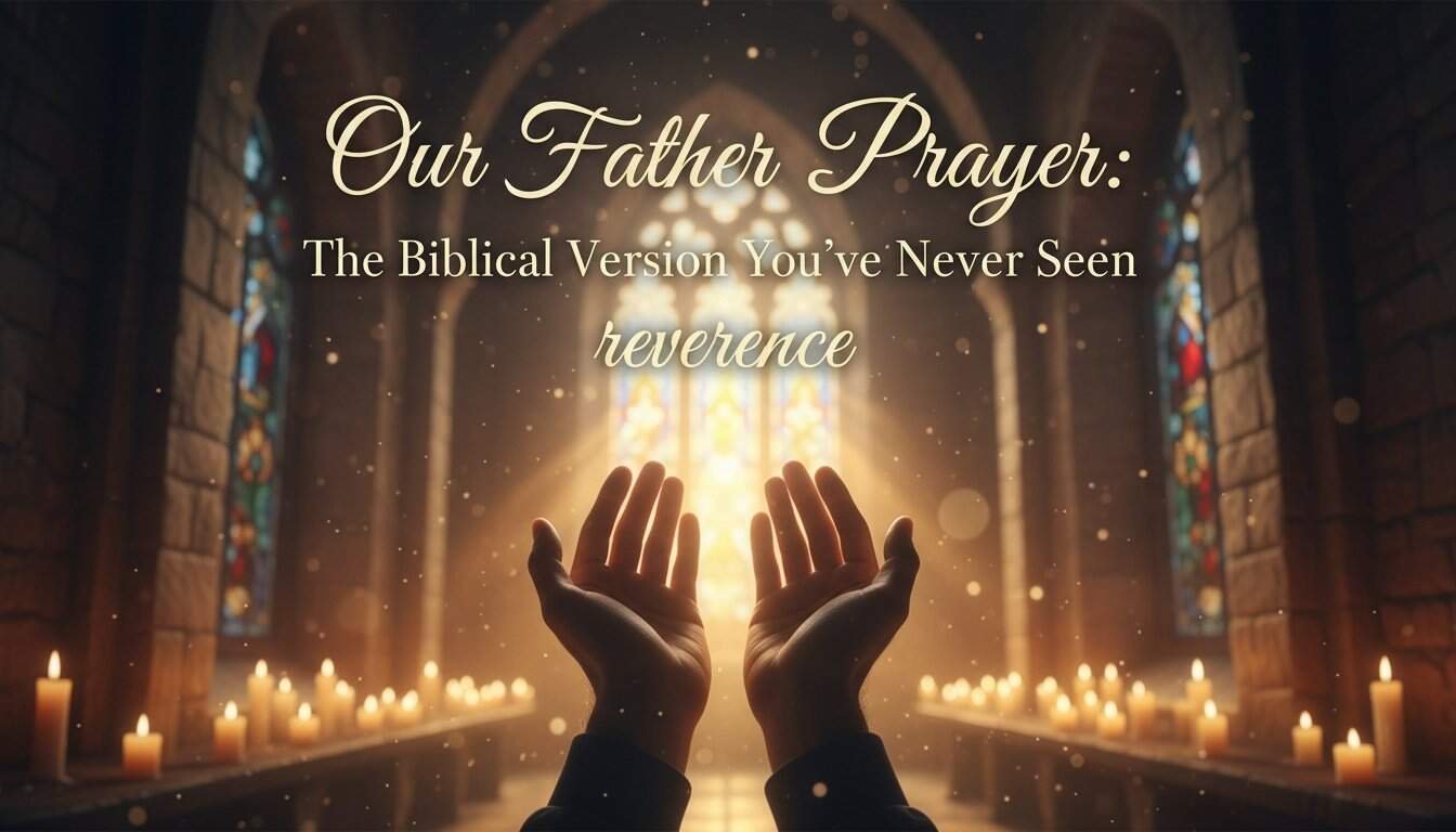 Inspiring image of prayer hands raised inside a church with lit candles and stained glass windows, symbolizing spiritual worship and the biblical significance of prayer and reverence.