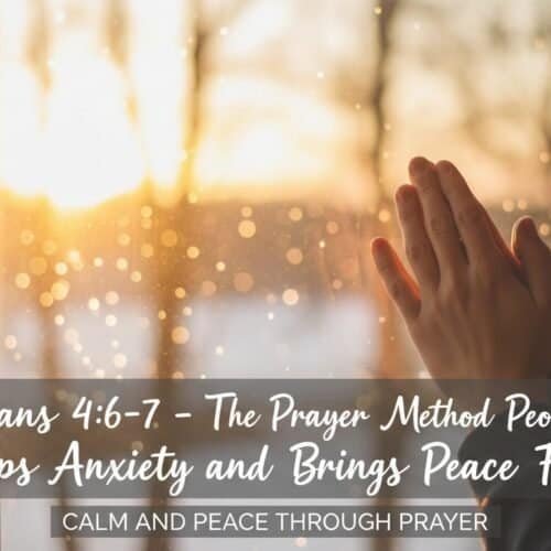 Prayerful woman praying for peace and calm through faith in Jesus Christ.