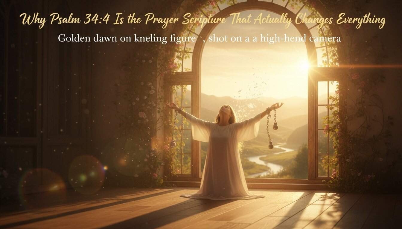 ALT text: Woman kneeling and praying with arms raised in a sunlit room, sunrise streaming through open windows, creating a warm and spiritual atmosphere for worship and prayer.
