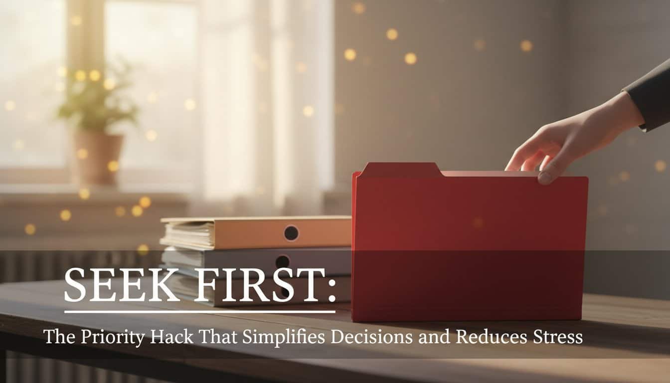 Optimized for Christian inspiration and biblical values, focusing on prioritizing faith and God's Word in daily life for spiritual growth and peace.