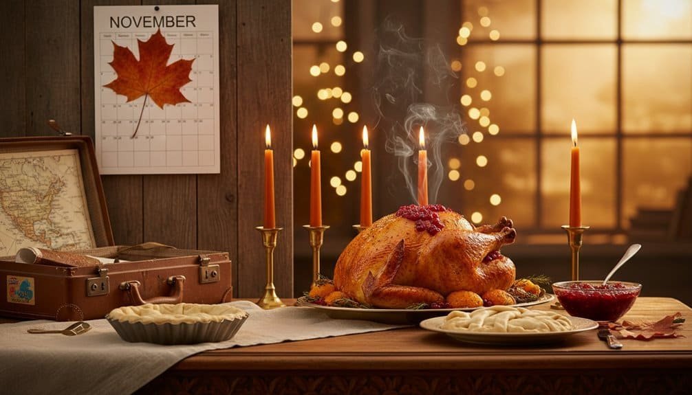 Healthy Thanksgiving dinner with turkey, candles, and festive decorations. Perfect for family celebration and gratitude. Celebrate with traditional comfort food and seasonal ambiance.