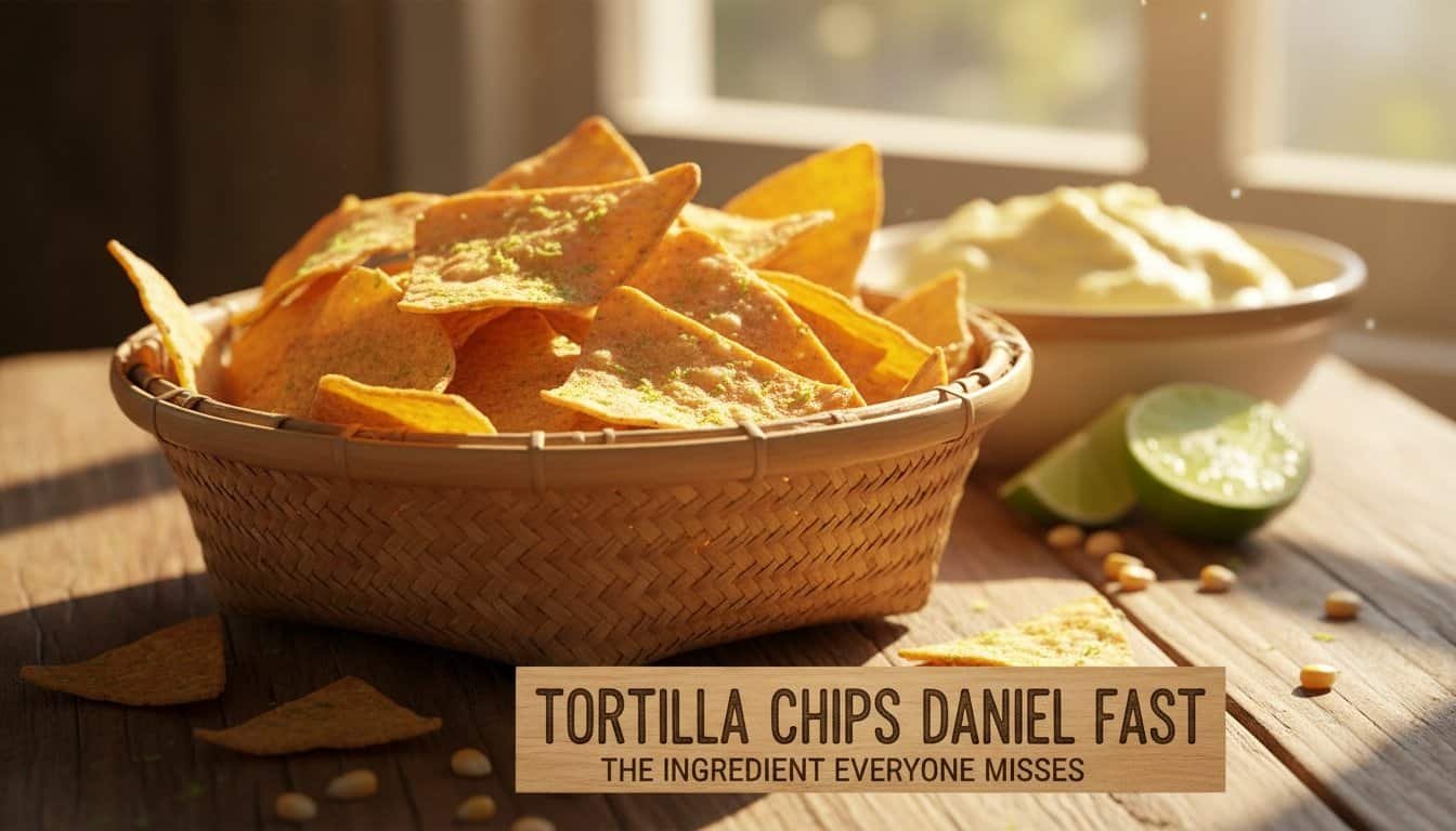 Delicious crispy tortilla chips served in a woven basket with fresh lime and sour cream in the background, perfect for snacks or parties.