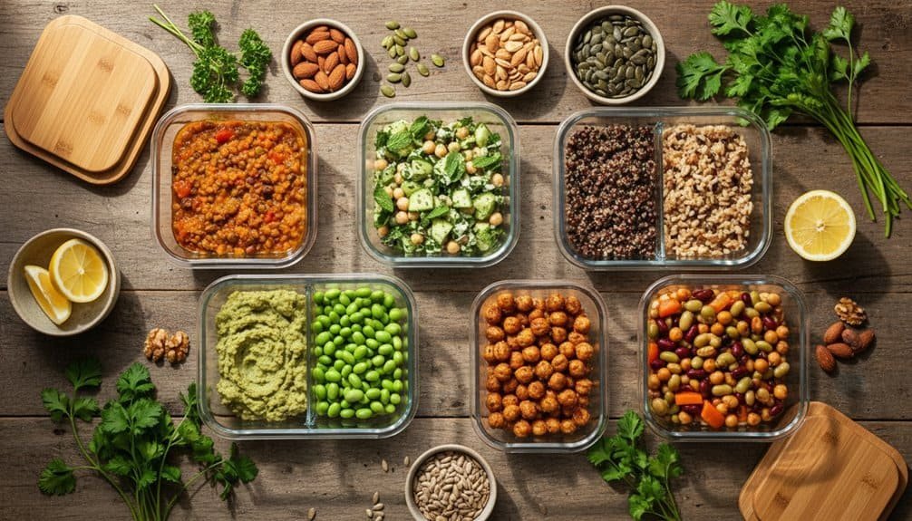 Vibrant vegetarian meal prep ideas featuring grains, legumes, salads, and nuts for nutritious eating. Perfect for meal planning and healthy living.