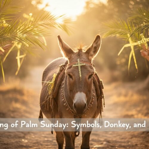 palm sunday donkey and palms symbols
