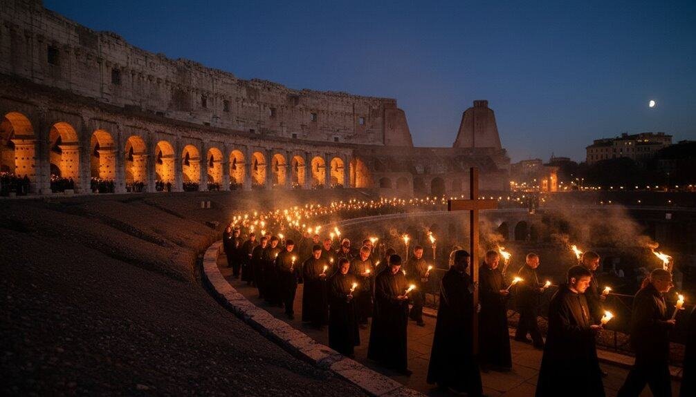 torch lit colosseum good friday ritual