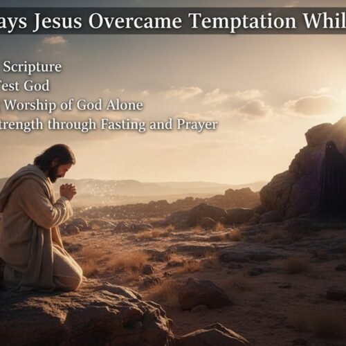 Prayerful woman kneeling in rocky desert landscape at sunset, reflecting spiritual strength and faith during fasting.